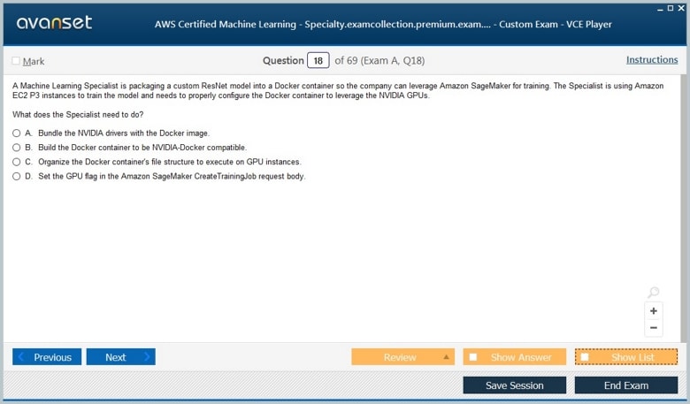 AWS Certified Machine Learning - Specialty Premium VCE Screenshot #3